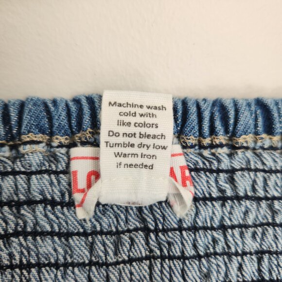 Lone Star Size M Denim Raw Front Hem Sleeveless Pullover Crop Top Ruched Back - Picture 6 of 10